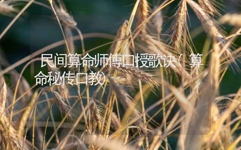 民间算命师傅口授歌诀(算命秘传口教)