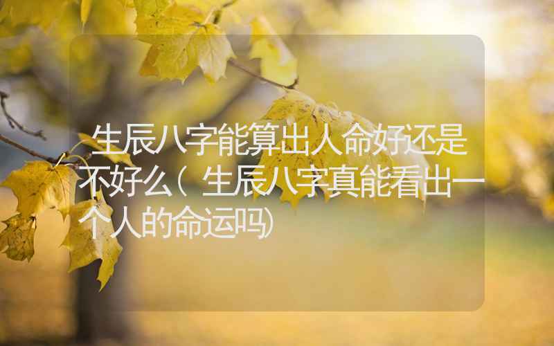 生辰八字能算出人命好还是不好么(生辰八字真能看出一个人的命运吗