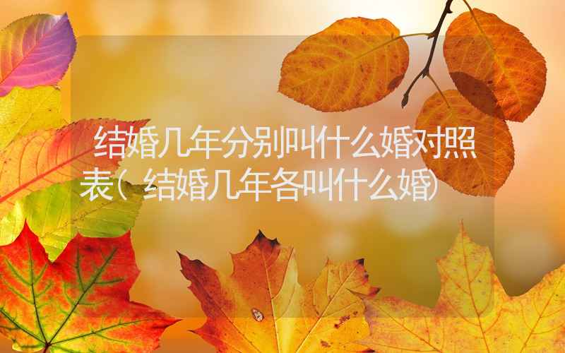 结婚几年分别叫什么婚对照表(结婚几年各叫什么婚)