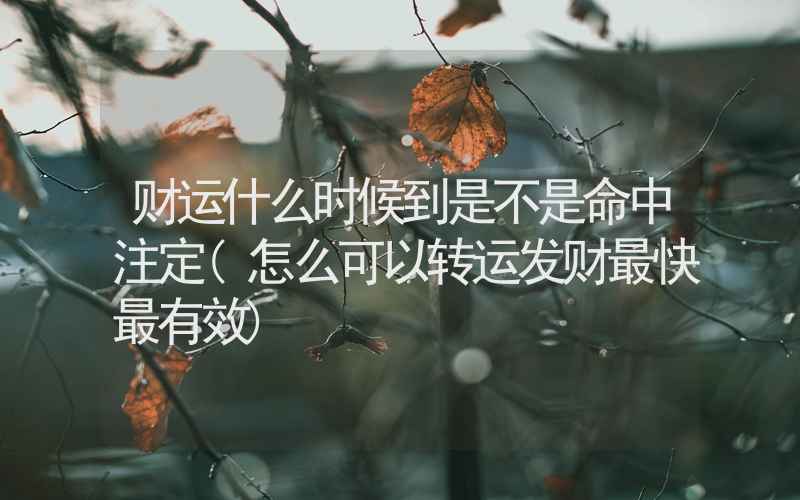 财运什么时候到是不是命中注定(怎么可以转运发财最快最有效)